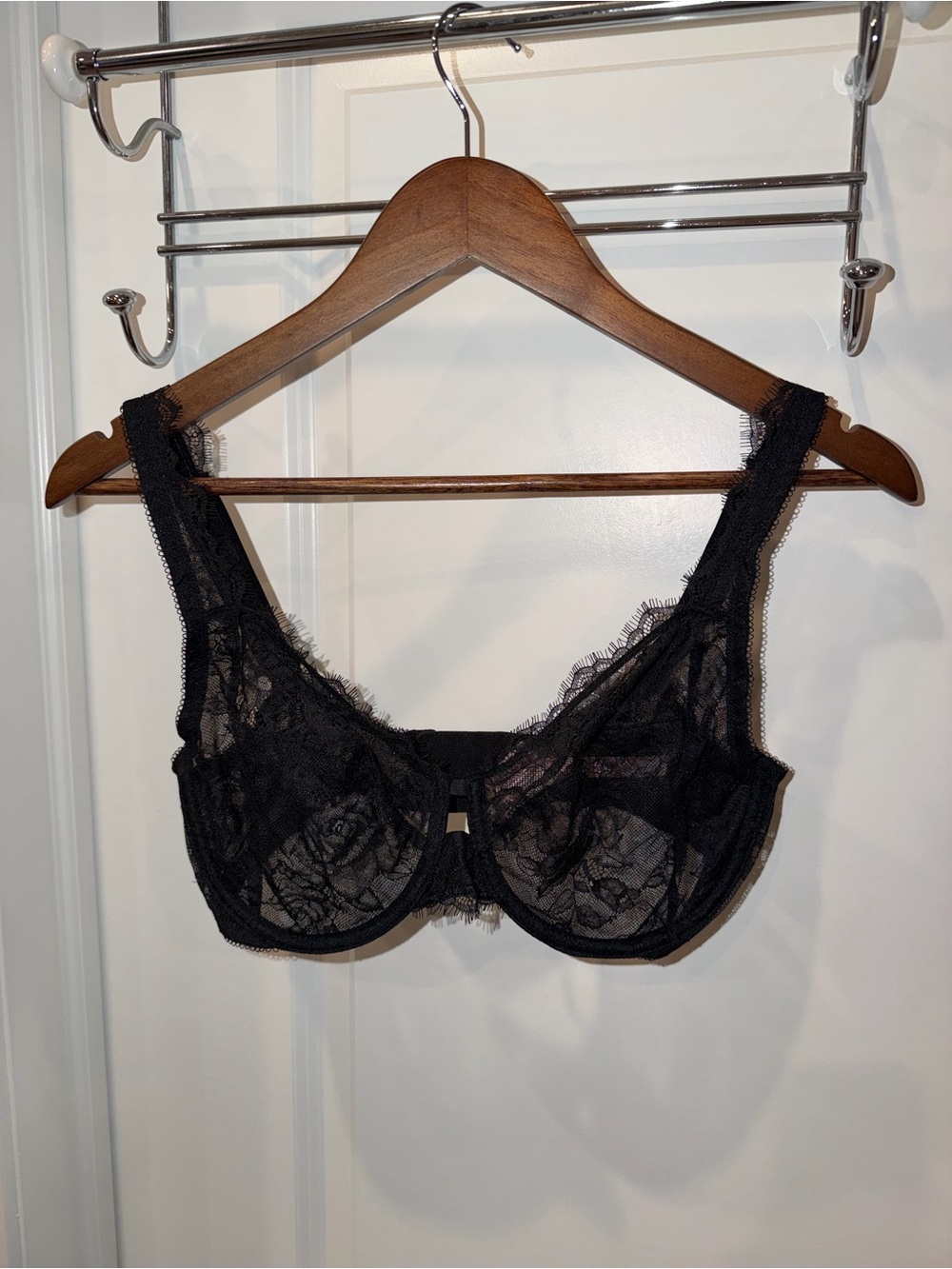 Victoria's Secret Black Floral Very Sexy Sheer Unlined Demi Bra Size 36DD NWT